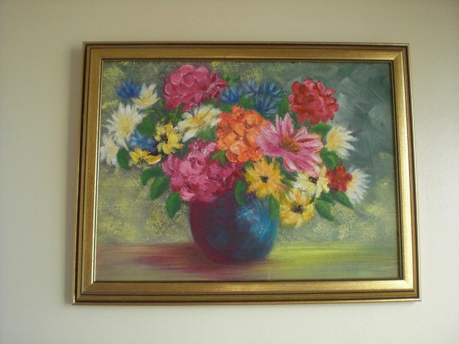 Flowers in a Blue Vase — Painted by Rita