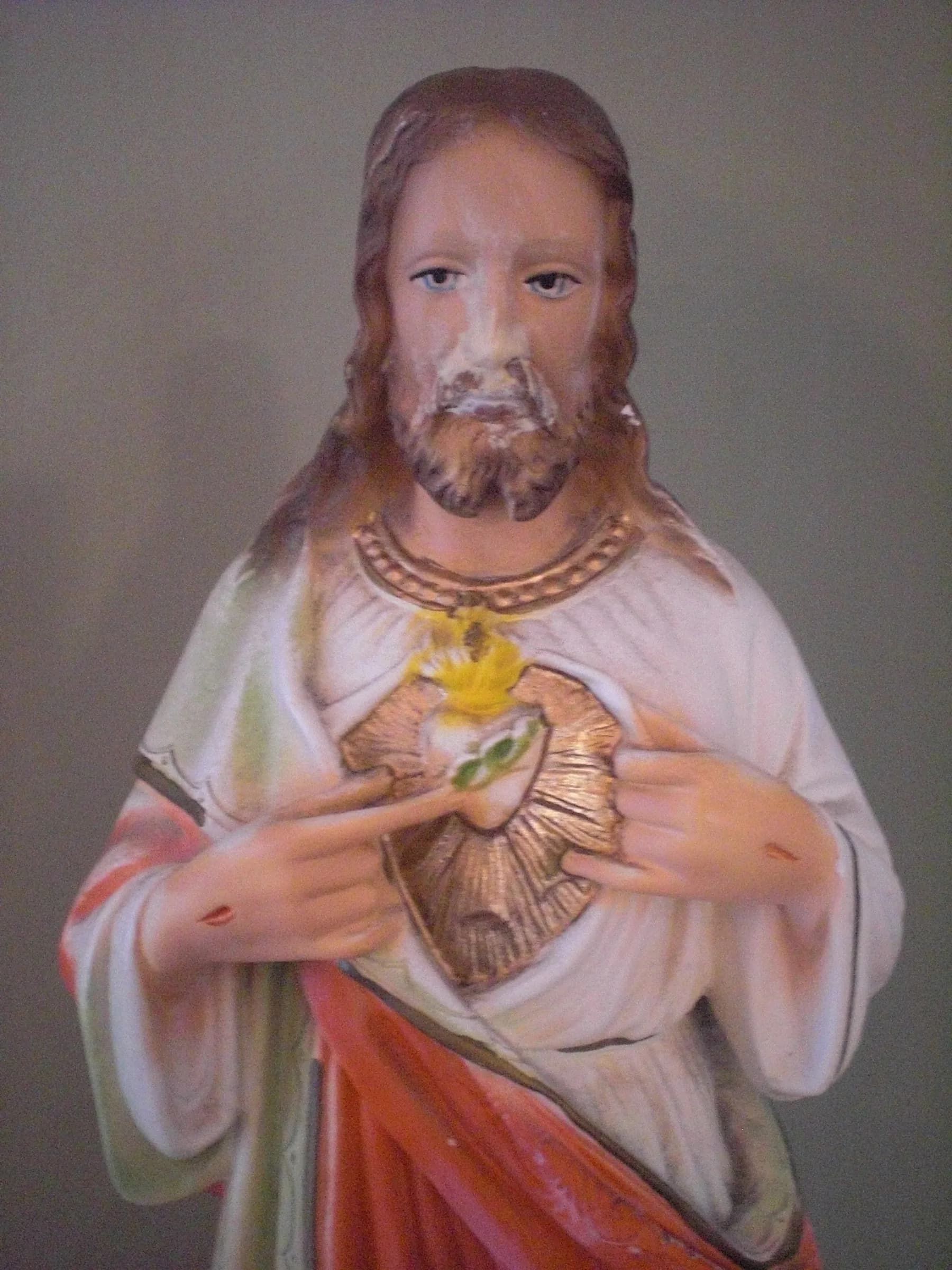 Sacred Heart of Jesus — Chalkware, 16½ Inches — before restoration, view 1