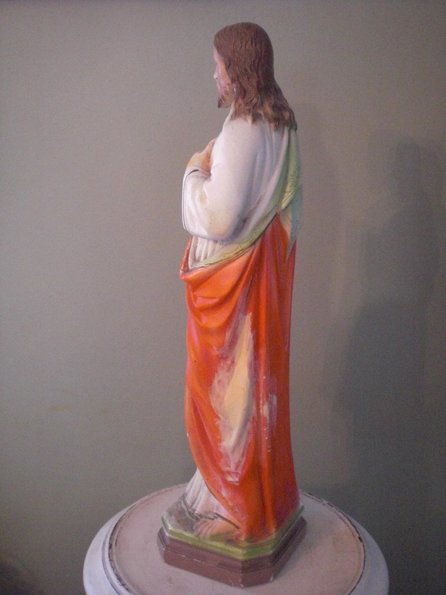 Sacred Heart of Jesus — Chalkware, 16½ Inches — before restoration, view 2